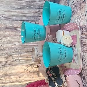 🌸🎀Shabby Chic Metal Tin Containers Set of 3 NWT💐🌸🎁